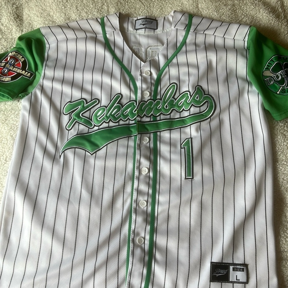 Sports Jersey from the movie, Hardball. Represent the Kekambas baseball team.